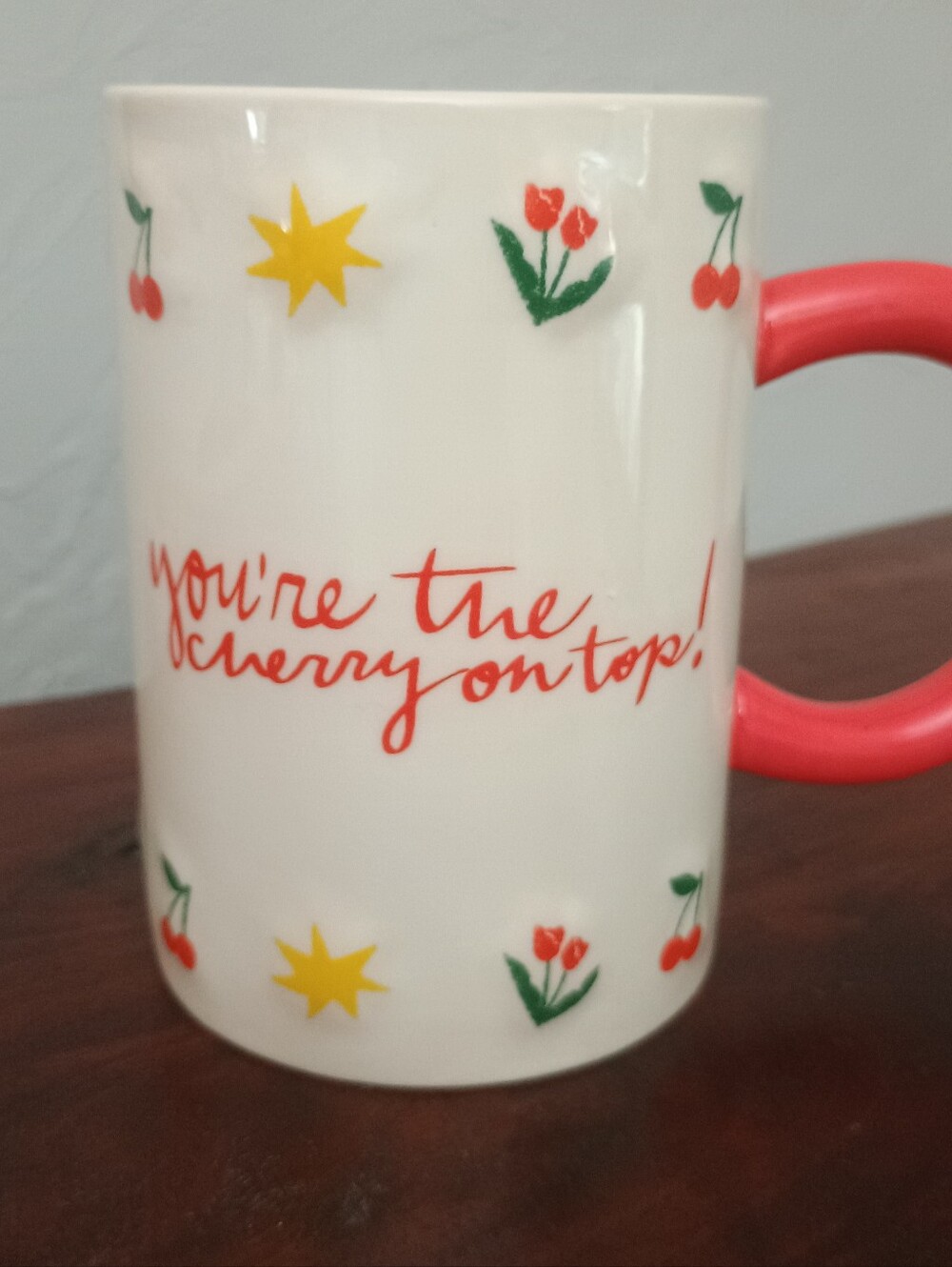You're the Cherry on Top! Ceramic Coffee Mug - Red Handle